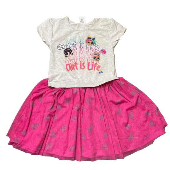 Girls L.O.L. Surprise shirt DRESS “Art is Life” PINK tutu Size XXL (18) EUC - Picture 2 of 11